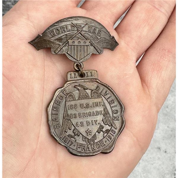 WWI WW1 Rainbow Division Medal 166th Infantry