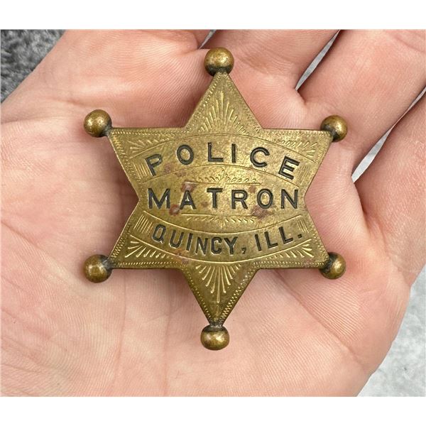 Antique Police Matron Quincy Illinois Badge