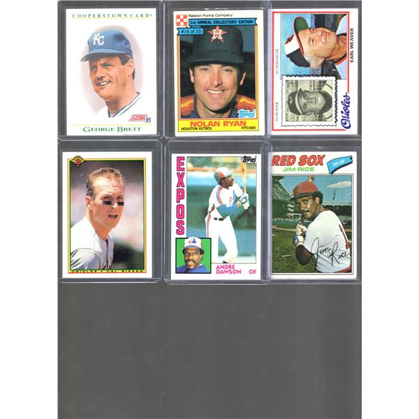 George Brett, Nolan Ryan, Earl Weaver, Ripken, Andrew Dawson, & Jim Rice Vintage Cards