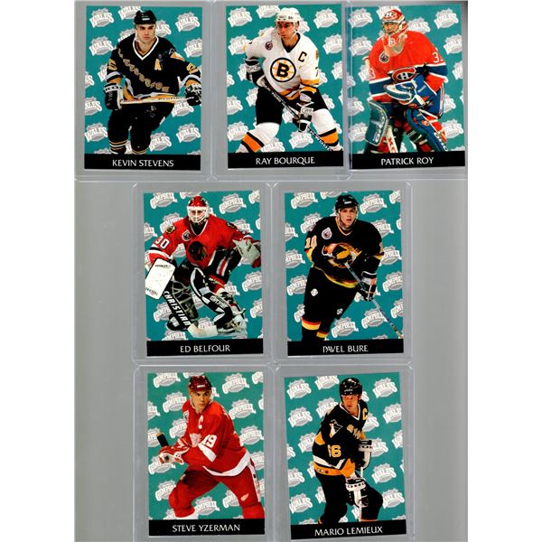 Lemieux, Pavel Bure, Ray Borque, Yzerman, Kevin Stevens, Patrick Roy, & Ed Belfour 1993 Parkhurst.
