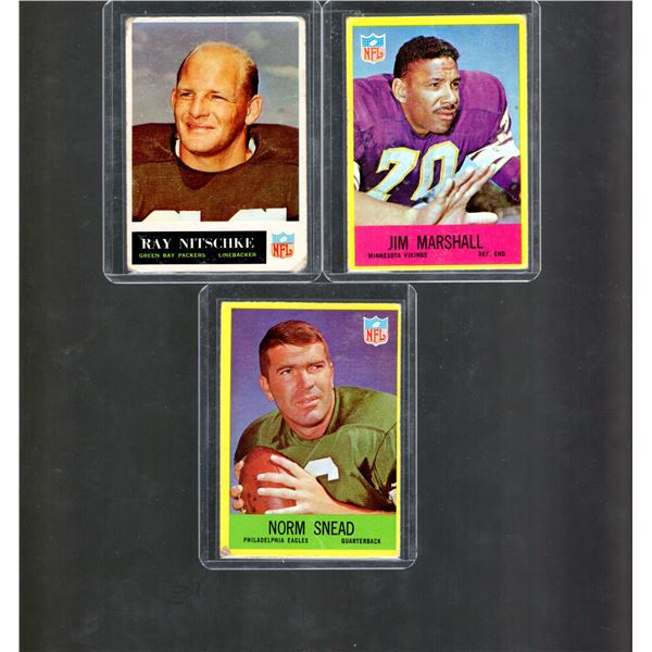 Ray Nitschke 1965 topps, Jim Marshall 1967 Topps & Norm Snead 1967 Topps
