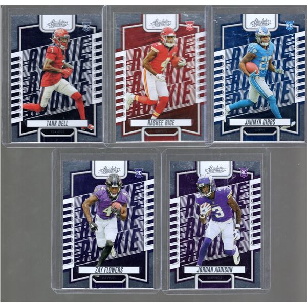 Lot of 5 2023 Panini Absolute Football Rookie Cards