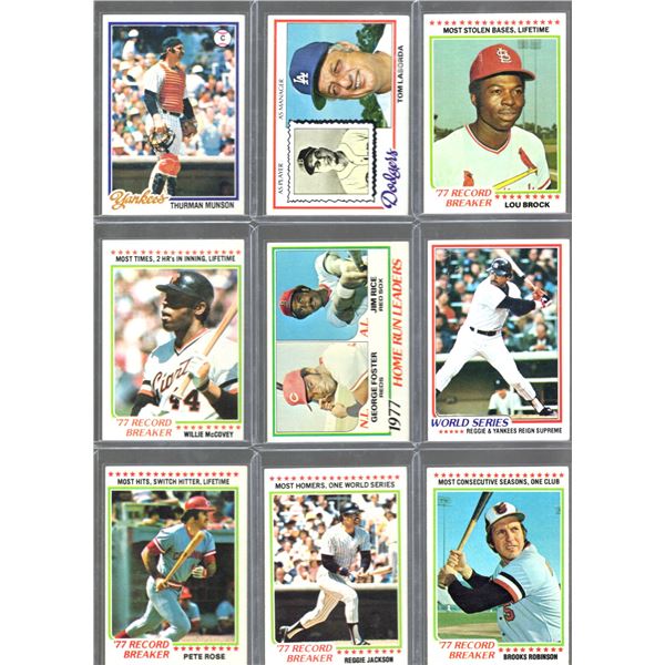 1978 Topps '77 Record Breaker Cards: Willie McCovey, Brooks Robinson, Reggie Jackson, Pete Rose, Lou