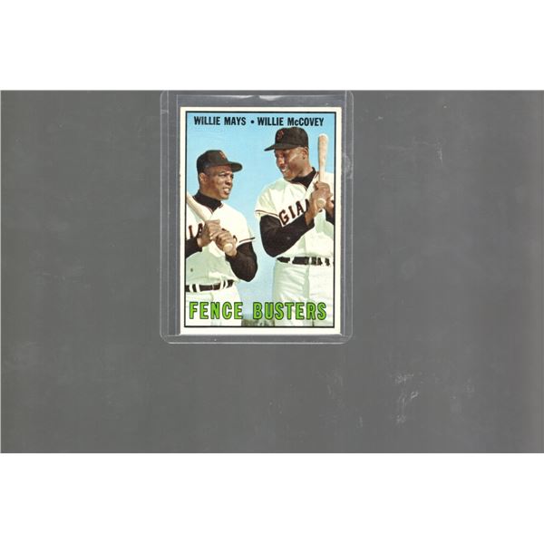 Willie Mays & Willie McCovey 1967 Topps Fence Busters #423 in Very good condition.