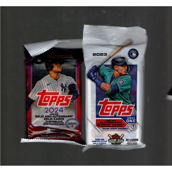 2 Count - Topps Baseball Fat Packs: 1 Count - 2024 Seres 2 & 1 Count - 2023 Series 1 - 72 Total Card