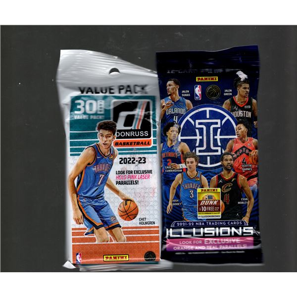2 Count Basketball Value Packs - 2022-23 Donruss 36 cards & 2021-22 Panini Illusions 12 Cards.