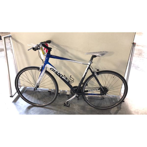 WHITE/BLUE GIANT RAPID 24 SPEED ROAD BIKE - Able Auctions
