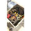 Image 1 : BIN OF MISCELLANEOUS HAND TOOLS INCL POCKET MULTI-TOOLS, WRENCH, HAMMER, BOLT CUTTER