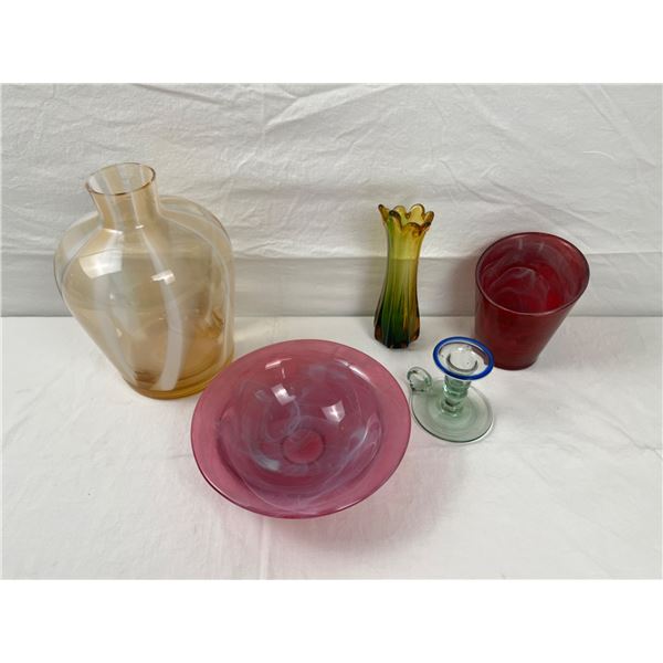 Assorted Coloured Glass Items
