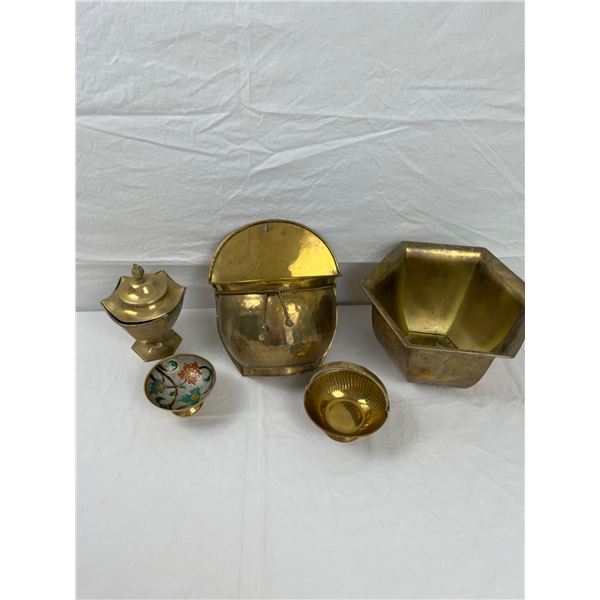 Assorted Brass Planter & Decor