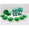 Image 2 : Assorted Green Glass Wine Glasses & Dishes