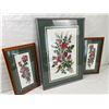 Image 1 : 3 Framed Embroidered Rose Pieces