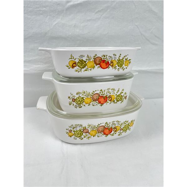 3 Harvest Pattern Corningware Dishes