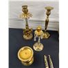 Image 2 : Assorted Brass & Brass Like Candle Holders & Decor