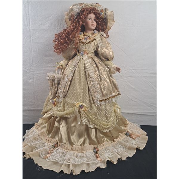 Large Elegant Porcelain Doll with Stand
