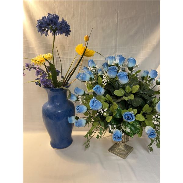 Blue Floral Arrangements with Vases