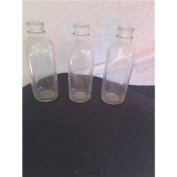 3 Vintage Milk Bottles