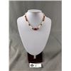 Image 1 : Vintage Genuine Carnelian Mother Of Pearl Necklace. Approx. 15" L