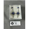 Image 1 : Rhinestone Starburst Sapphire Blue Dangle Earrings