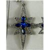 Image 2 : Rhinestone Starburst Sapphire Blue Dangle Earrings