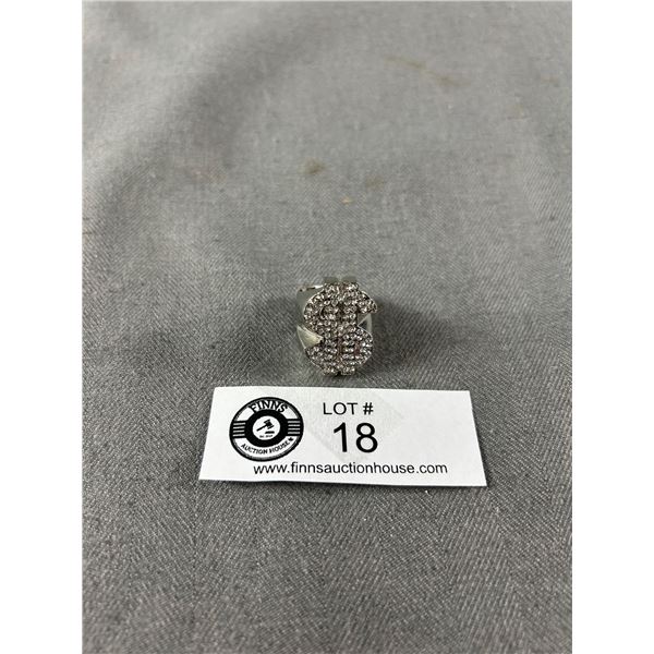 Simulated Diamond Mens Dollar Sign Ring.