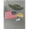 Image 2 : 2 Harley Davidson Patches (5" x 3.5" & 12" x 5") & 1 American Flag Patch (8" x 5")