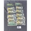 Image 1 : 12 Vintage Canadian $1 Paper Bills Includes 3 From 1954