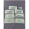 Image 2 : 7 Vintage Canadian $1 Paper Bills Includes 3 From 1954 & 1 Centennial