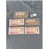 Image 1 : 5 Canadian $2 Paper Bills - 2 1954 & 3 1974