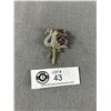 Image 1 : Simulated Diamond Ruby Emerald Brooch