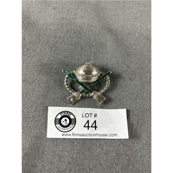 1950's Simulated Diamond Emerald Curling Brooch