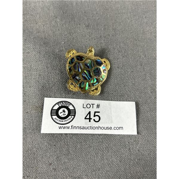 Gold And Abalone Turtle Brooch