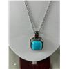 Image 2 : Silver Turquoise 1.5" Pendant On 20"Necklace & Bracelet Set