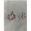 Image 3 : Pink Rhinestone Jewelry Set - Earrings, Bracelet & Necklace