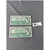 Image 1 : 2 Uncirculated 1954 Dollar Bills (Consecutive #'s)