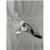 Image 1 : Vintage 7" Crystal Basket & Glass Perfume Bottle w/ Atominizer