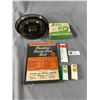 Image 1 : Vintage Collectible Lot - Brown Glass Ashtray 1953 Motor Magazine, Firestone Repair Kit, Royalite Se