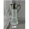 Image 1 : Antique Cut Glass 14" Tall Carafe w/ Silver Plated Top and Ice Chiller