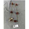 Image 1 : Unqiue Vintage Necklace w/ Large Fly Drop/Brooch w/ Clear Rhinestones