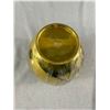 Image 3 : Lovely Solid Brass 7" Tall Vase w/ Iris Flower Design w/ Wood Stand- Asian Makers Mark