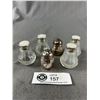 Image 1 : Vintage Sterling Salt and Pepper Set and 2 Crystal and Mother of Pearl w/ Sterling Collars Salt and 