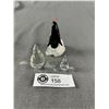 Image 2 : Vintage Art Glass Penguin on Crystal Quartz Base and Pair of Glass Penguin Figurines