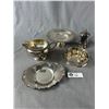 Image 1 : Vintage Silverplate Sauce Boat w/ Underplate, Pepper Grinder, Pedestal Dish, Salt and Pepper Sets an