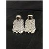 Image 1 : Pair of Crystal + Sterling Silver Salt and Pepper