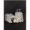 Image 2 : Pair of Crystal + Sterling Silver Salt and Pepper