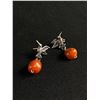 Image 1 : Very Pretty Pair of Sterling and Amber Hummingbird Earrings