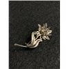 Image 1 : Marked Sterling Silver Figurine Flower Brooch