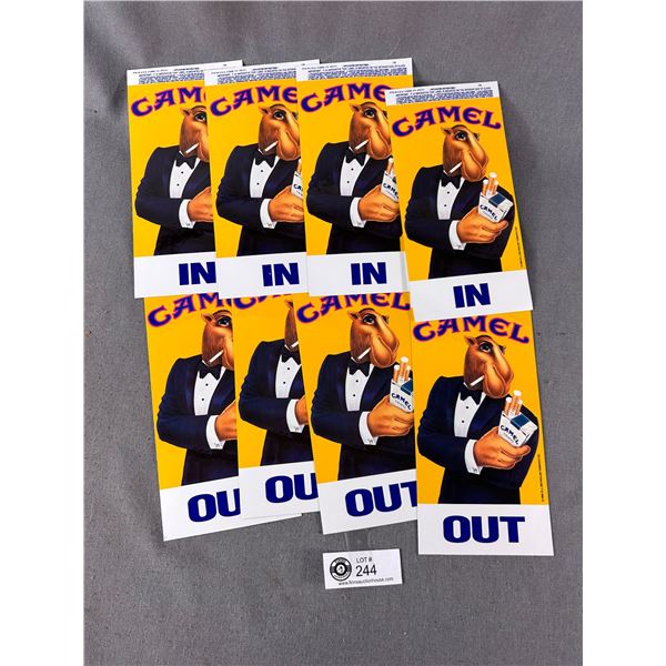 1992 Camel IN & OUT Merchant Door Stickers. 4 Of Each. Approx. 8" x 4 1/4"