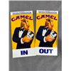 Image 2 : 1992 Camel IN & OUT Merchant Door Stickers. 4 Of Each. Approx. 8" x 4 1/4"