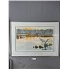 Image 1 : Ltd Ed. 202/303 Metal Framed & Matted Signed Brenda Carter Heron Print. Approx. 21" x 29"